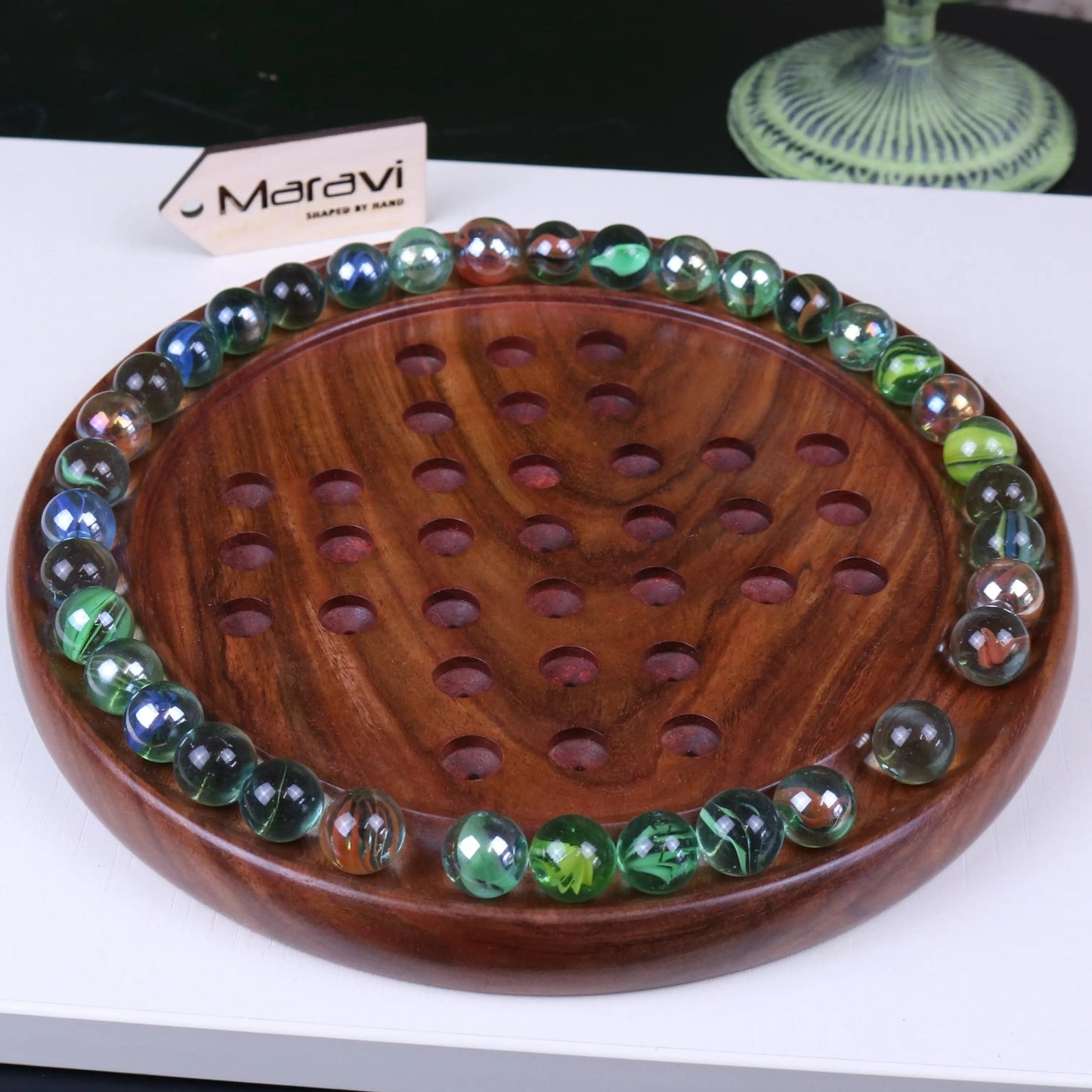 Jajur Wooden Solitaire Board Game Set