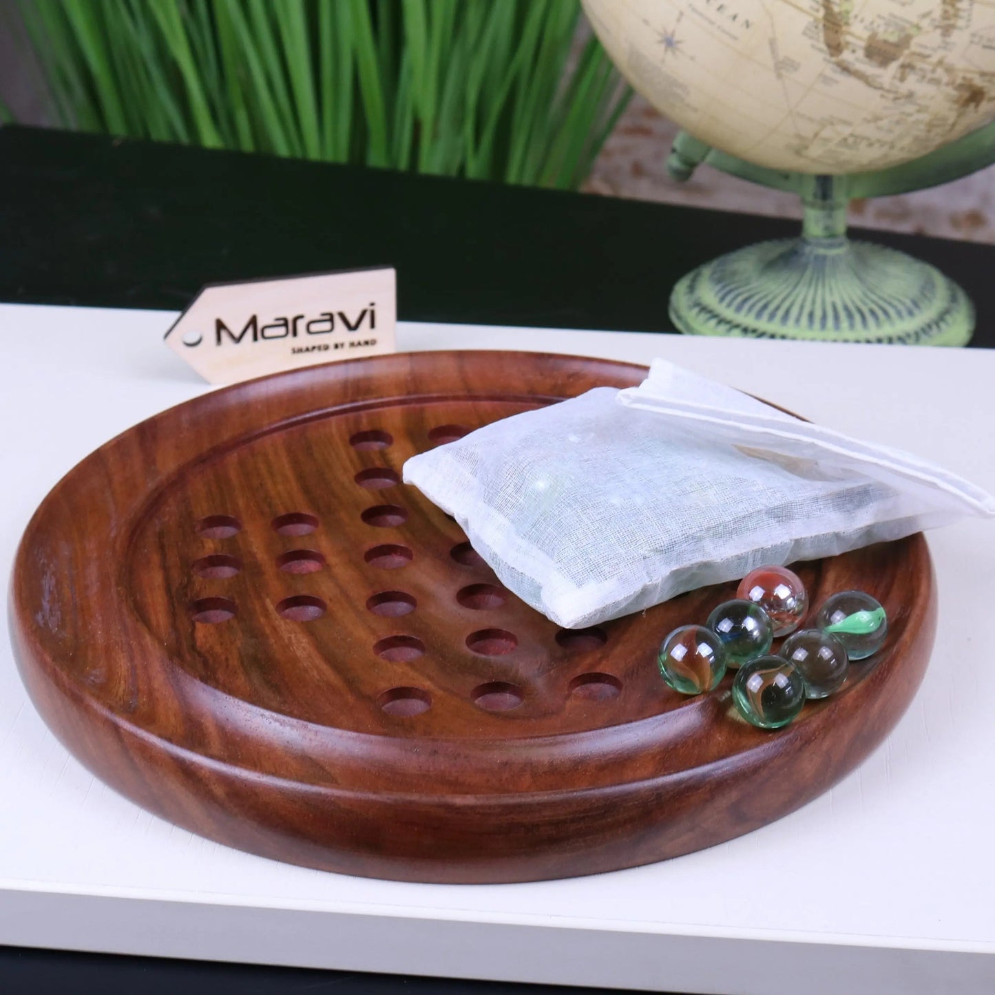 Jajur Wooden Solitaire Board Game Set