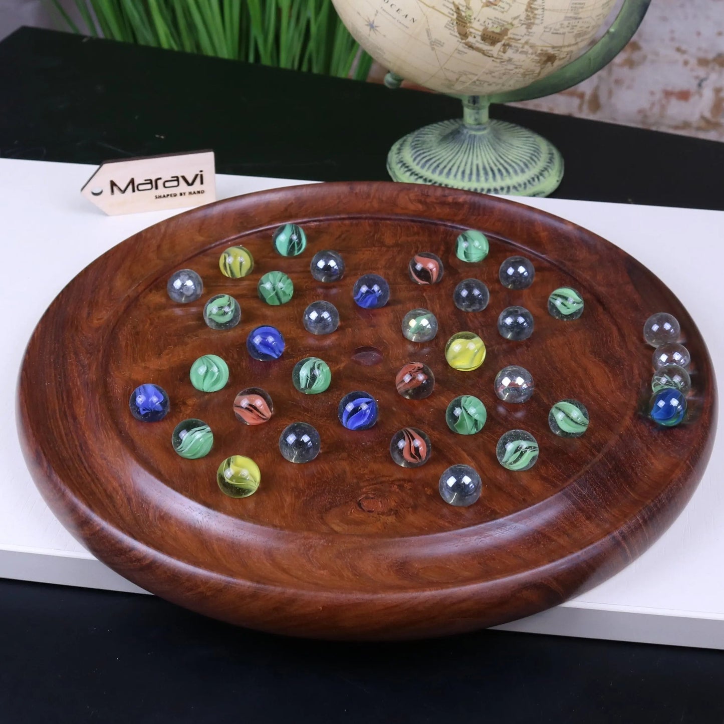Jajur Wooden Solitaire Board Game Set