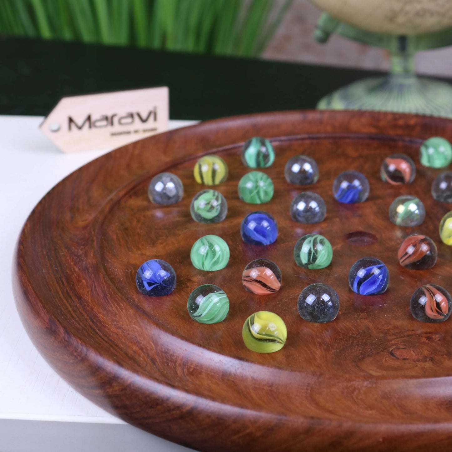 Jajur Wooden Solitaire Board Game Set