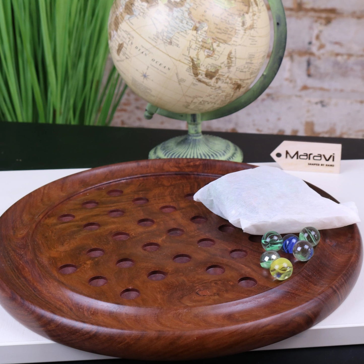 Jajur Wooden Solitaire Board Game Set