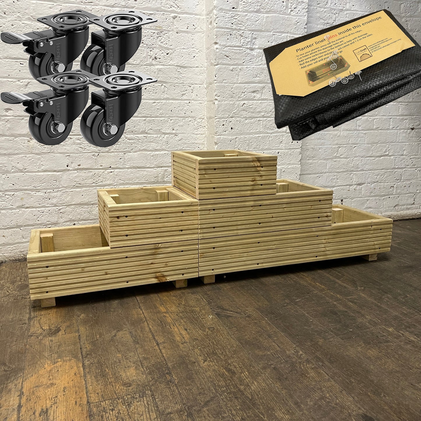 Large 3-Tiered Straight Wooden Decking Planter