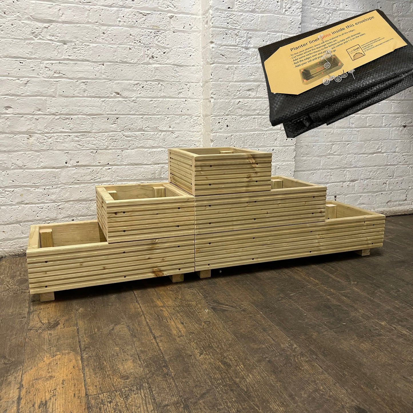 Large 3-Tiered Straight Wooden Decking Planter