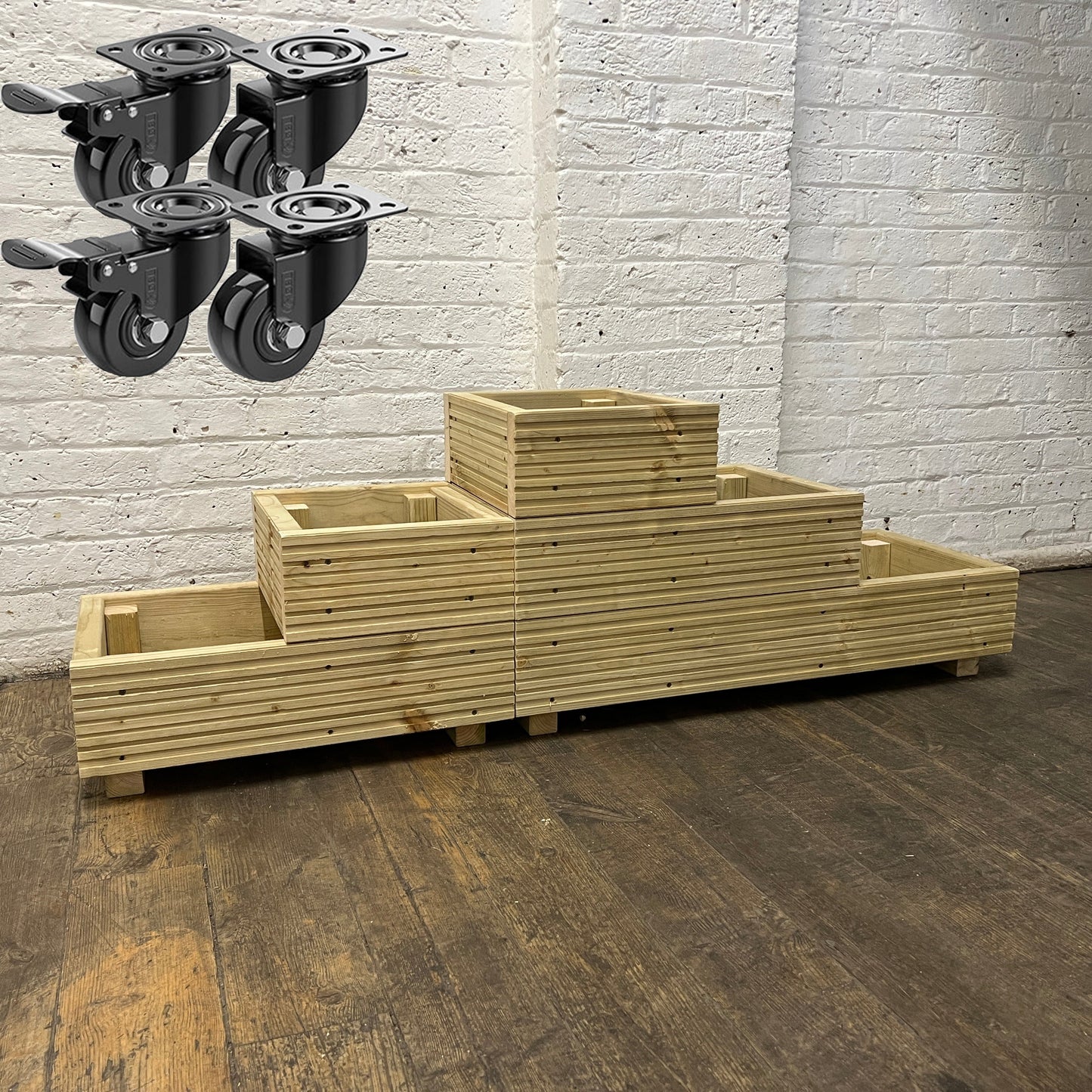 Large 3-Tiered Straight Wooden Decking Planter