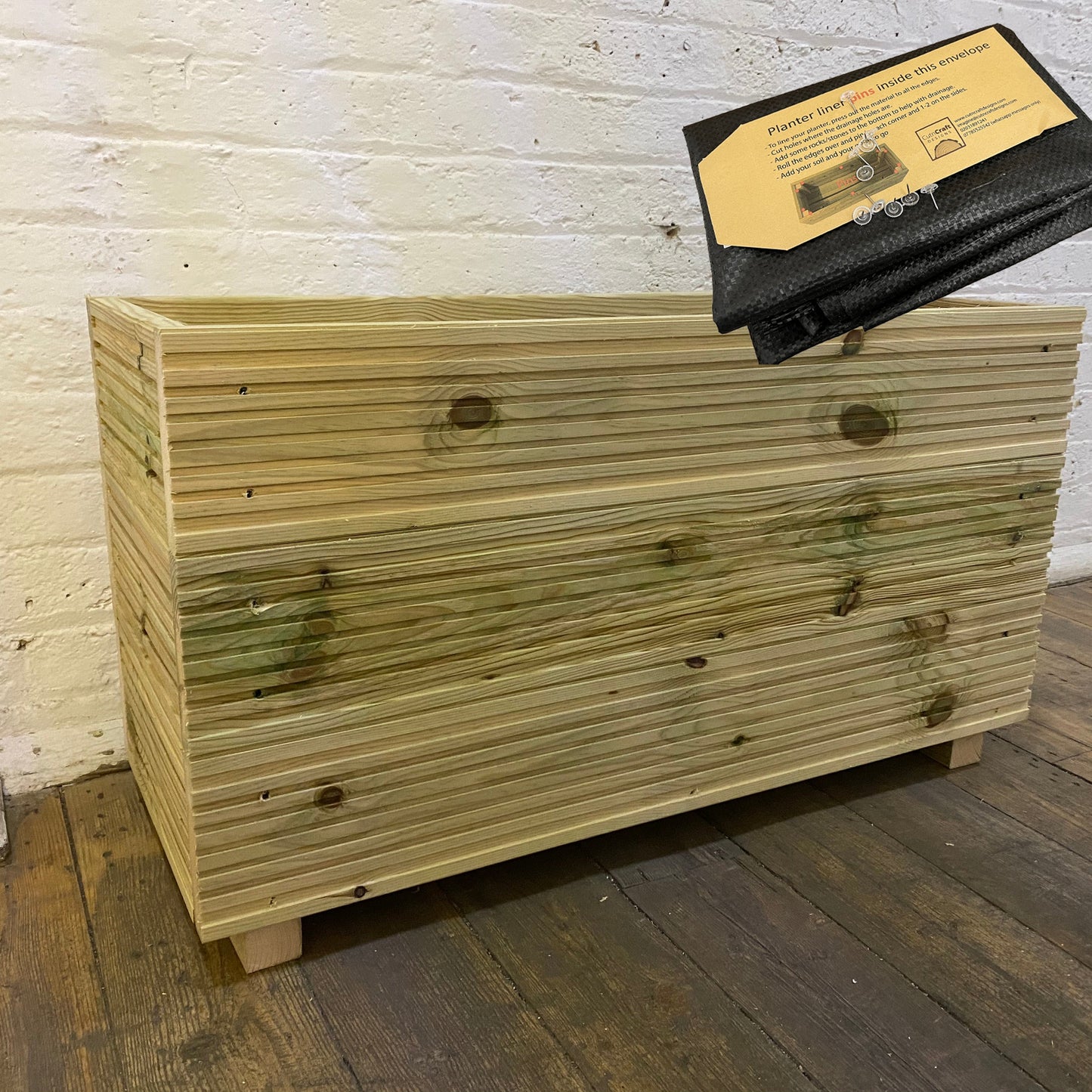 Large Wooden Decking Planter – Triple-Board 88 × 35 × 48 cm