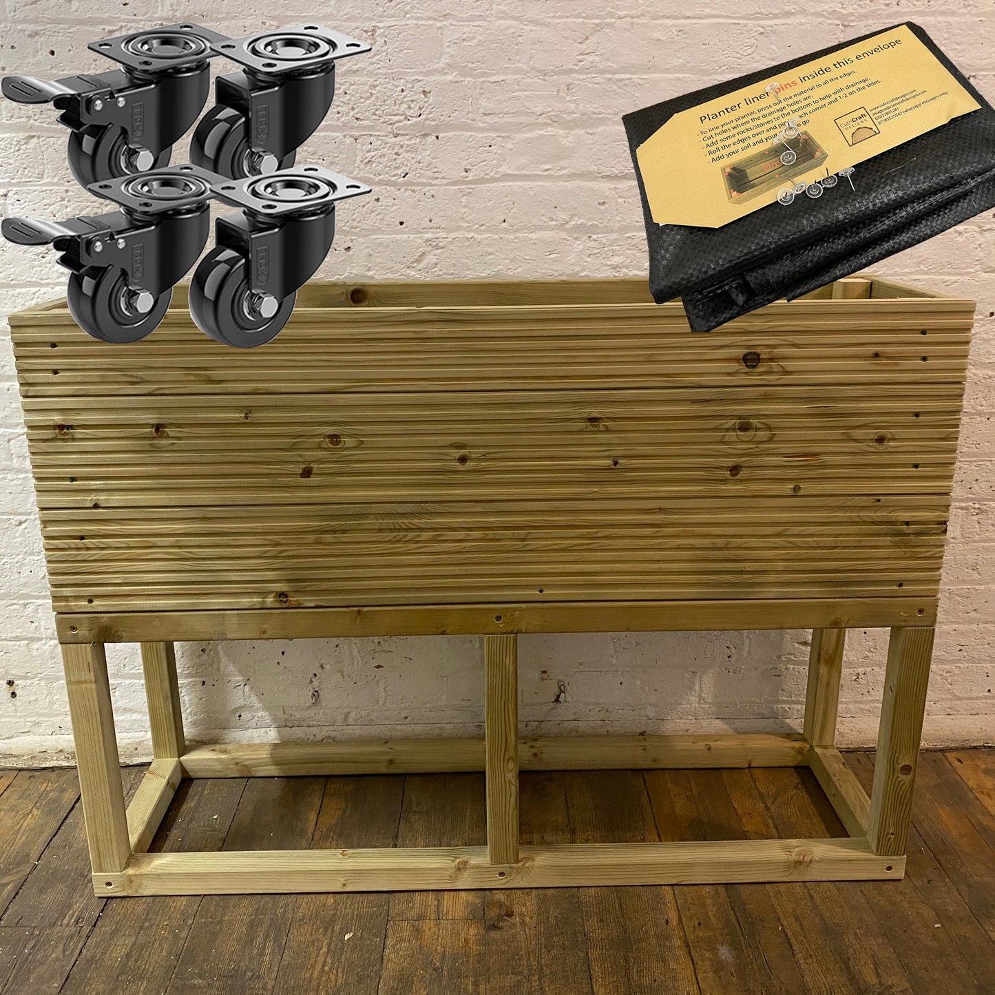 Large Raised 100 cm Wooden Decking Planter – Pressure-Treated Outdoor Garden Planter 100 × 35 × 96 cm