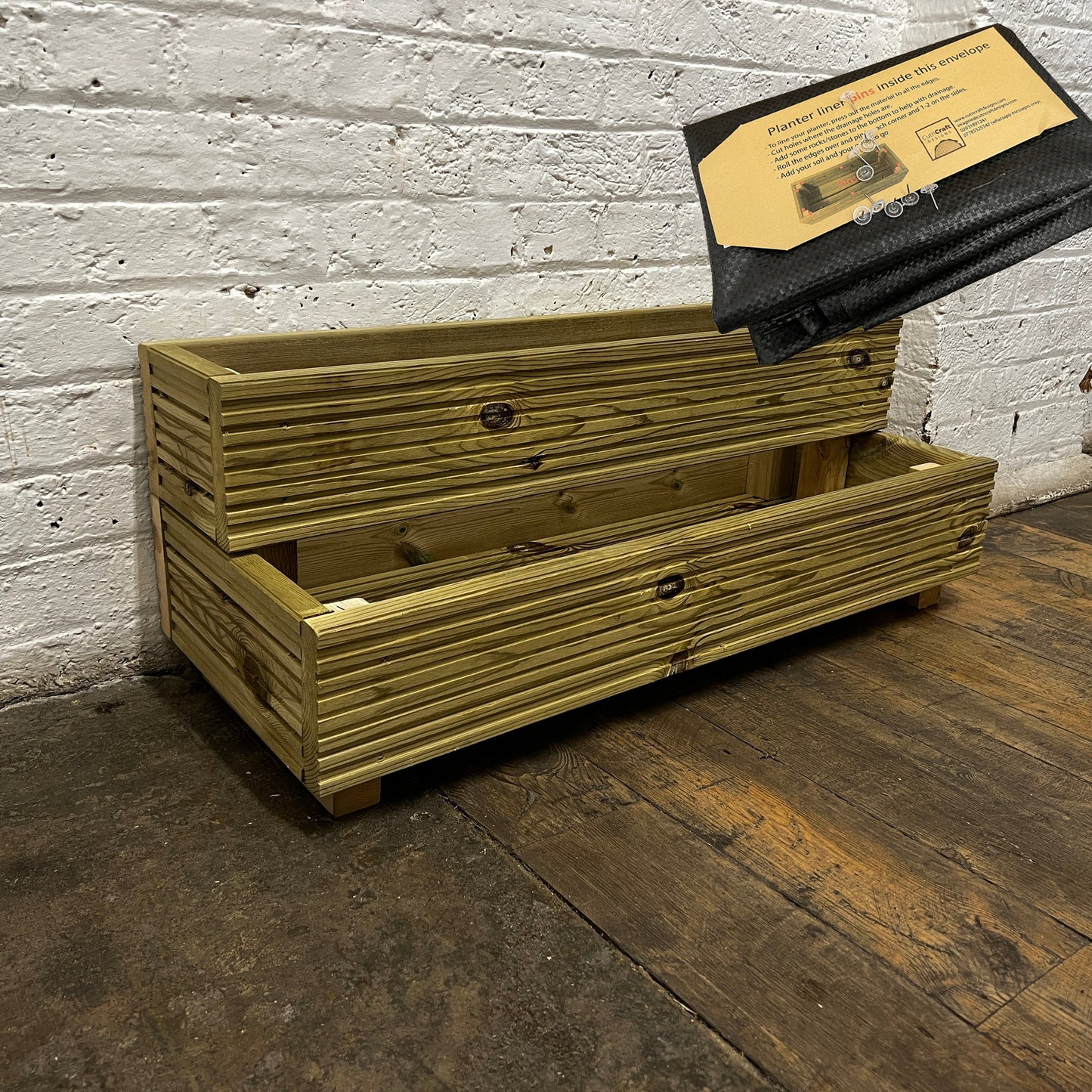 Large 2-Tier Wooden Decking Planter – 88 × 35 × 33 cm