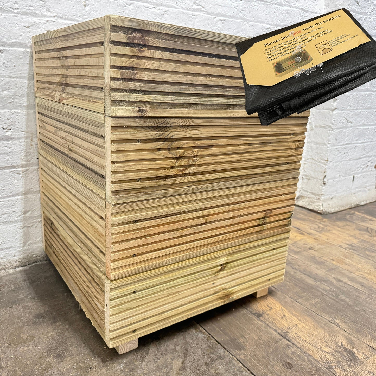 Large Square Tall Wooden Decking Planter  50 × 50 × 63 cm