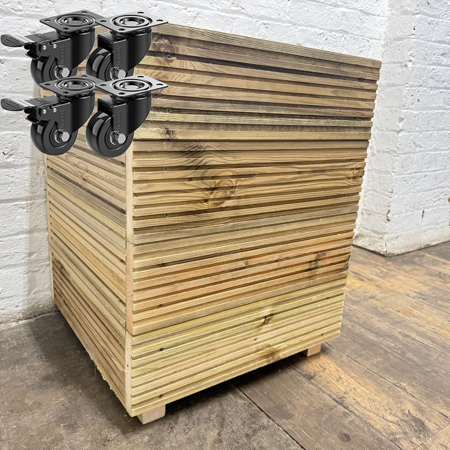 Large Square Tall Wooden Decking Planter  50 × 50 × 63 cm