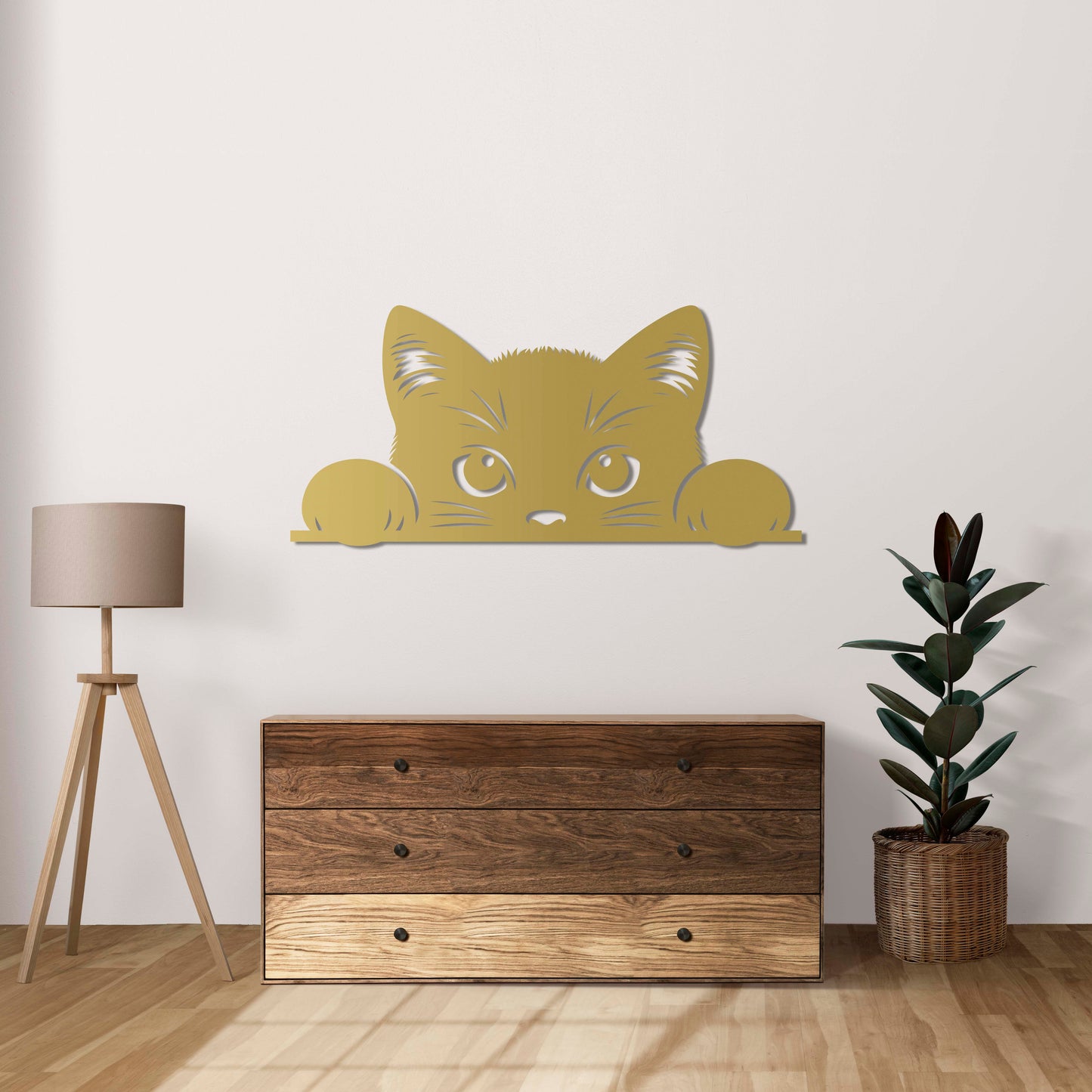Curious Cat Metal Wall Art | Decorative Animal Wall Sculpture Decor