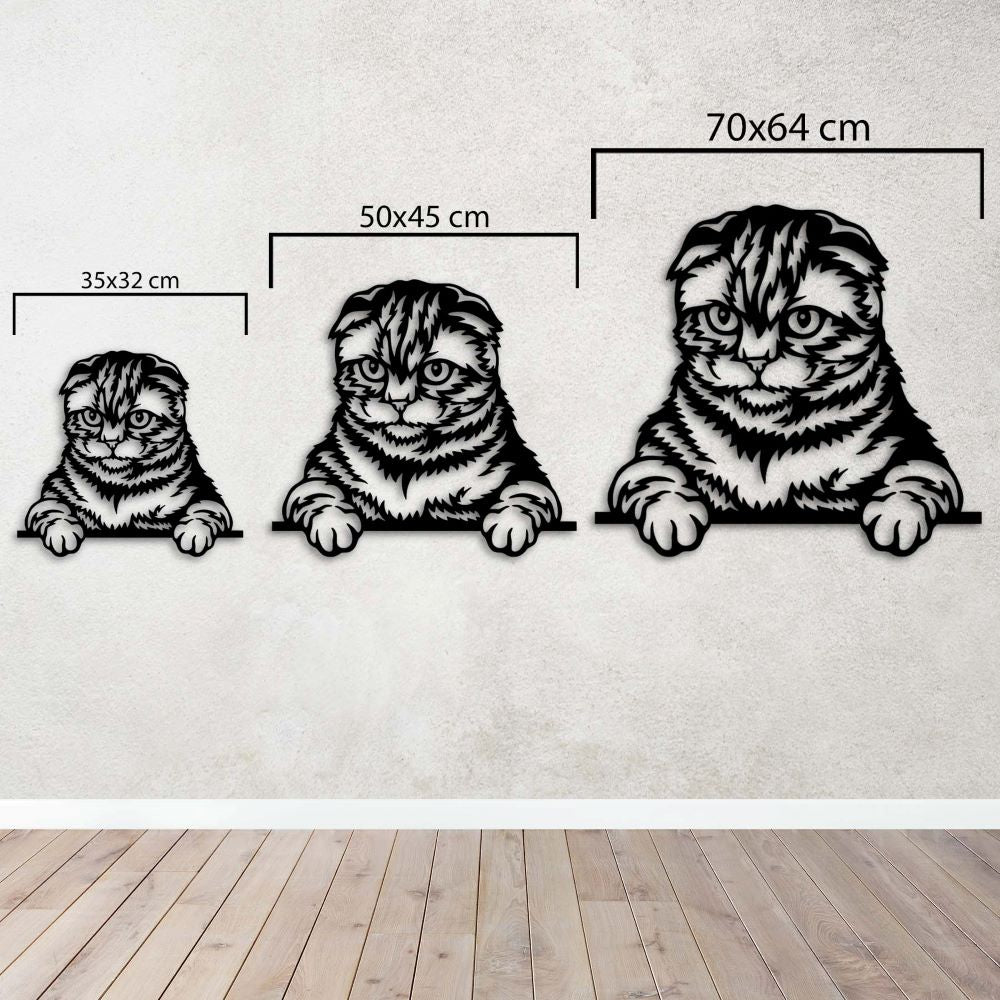 Curious Cat Metal Wall Art | Decorative Animal Wall Sculpture Decor