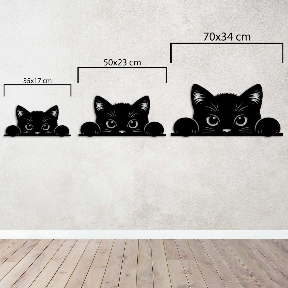 Curious Cat Metal Wall Art | Decorative Animal Wall Sculpture Decor