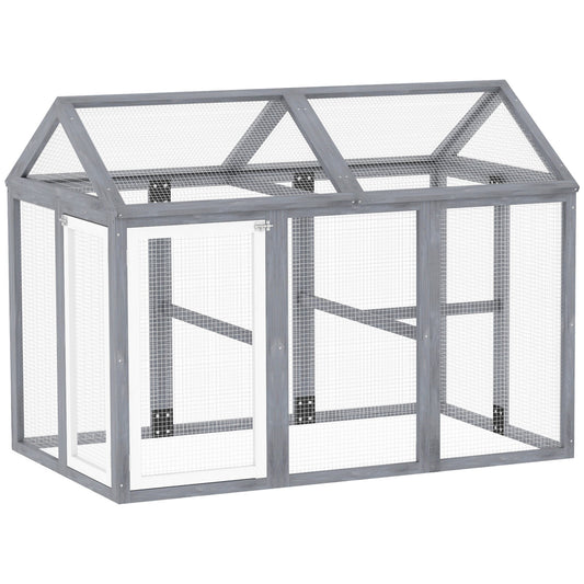 PawHut Chicken Run, Wooden Chicken Coop w/ Combinable Design - Grey