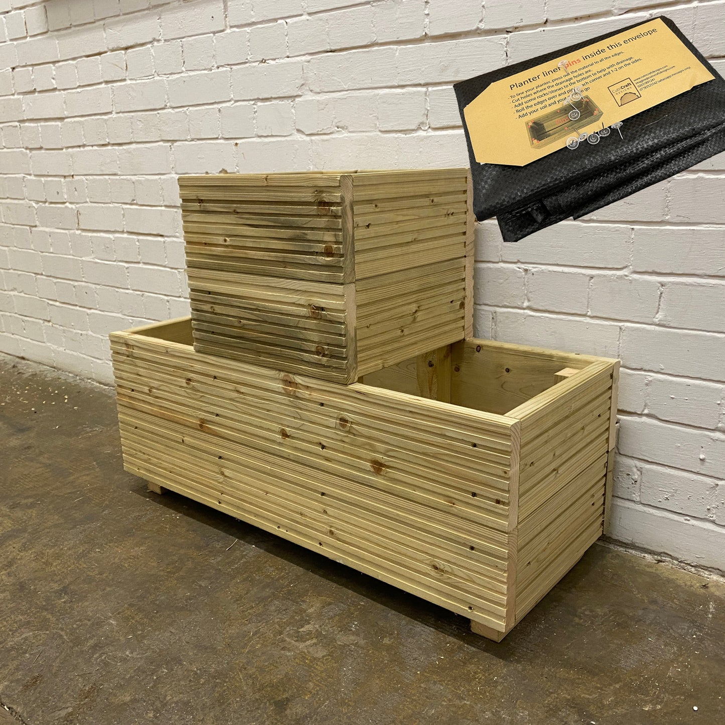 One-Tier Wooden Decking Planter – Pressure-Treated Outdoor Garden Planter 88 × 35 × 48 cm