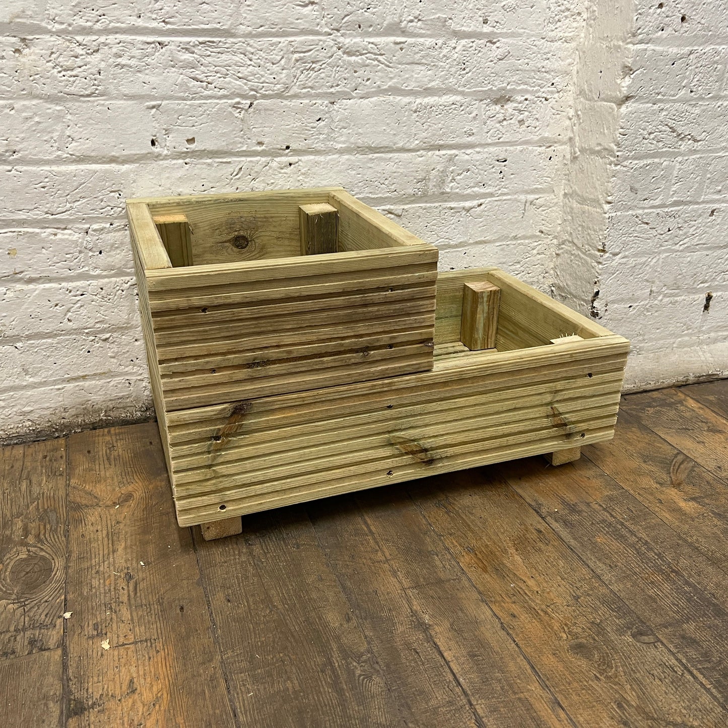 Two-Tier Wooden Decking Planter – 57 × 35 × 33 cm
