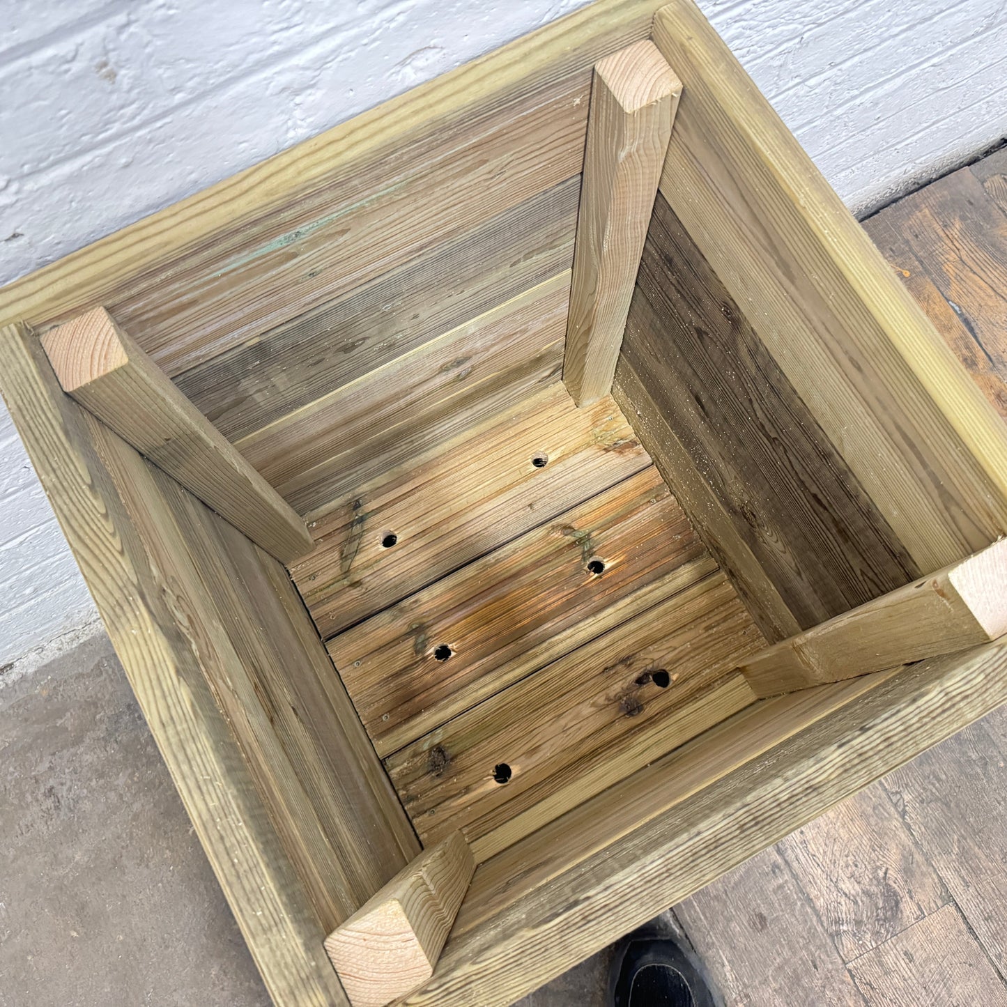Large Square Tall Wooden Decking Planter  50 × 50 × 63 cm
