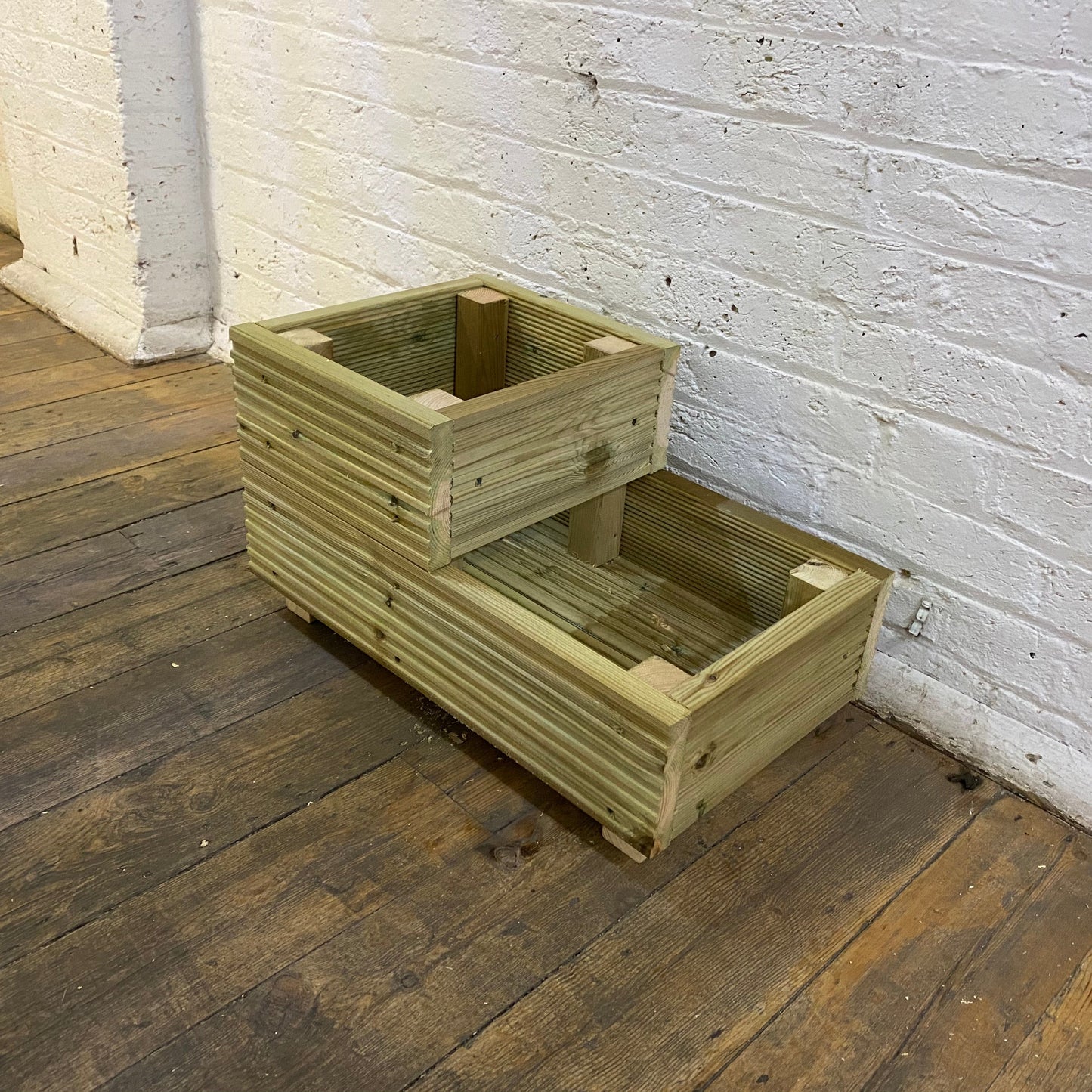 Two-Tier Wooden Decking Planter – 57 × 35 × 33 cm