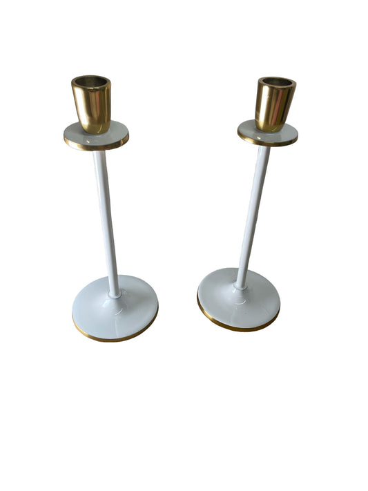 Glossy White Irina Candlestick, Set of 2, 26cm