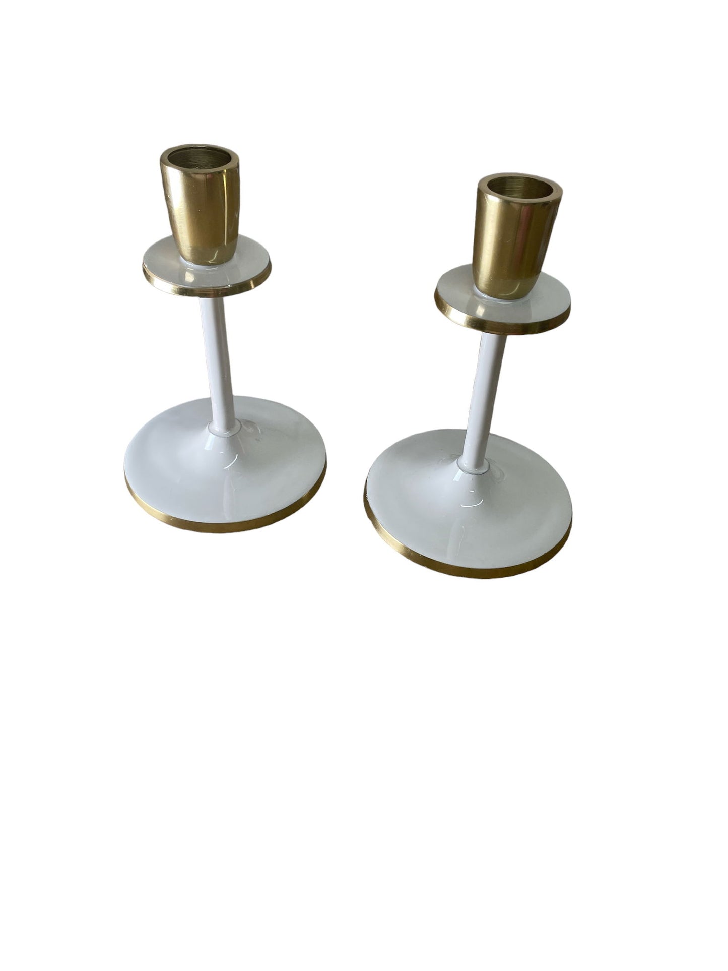 Glossy White Irina Candlestick, Set of 2, 15cm