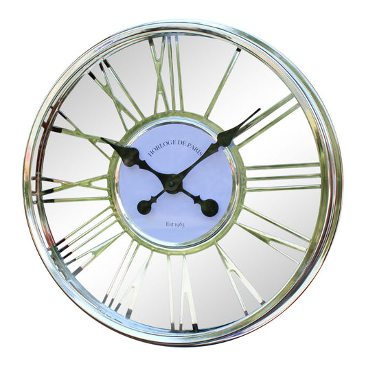 Large Silver Wall Clock 45cm