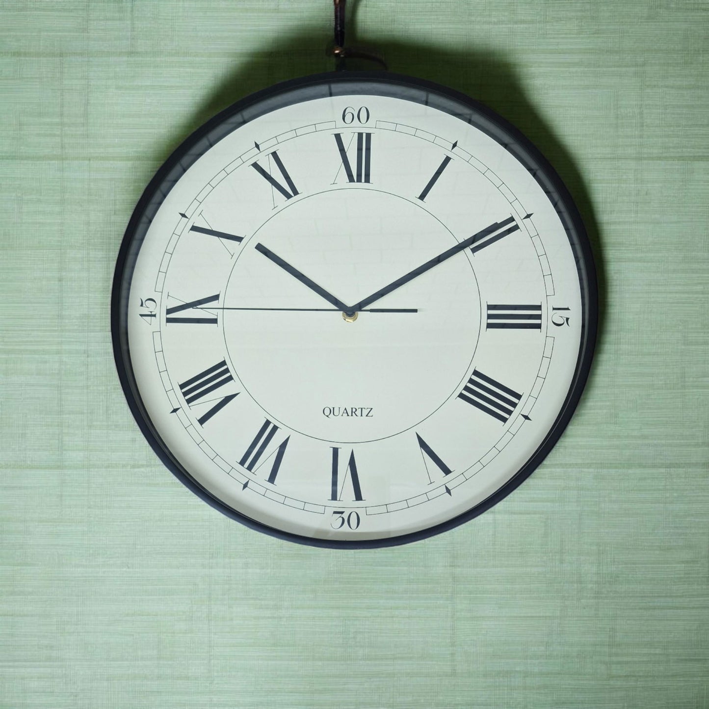 White Cream & Black Wall Clock 40cm