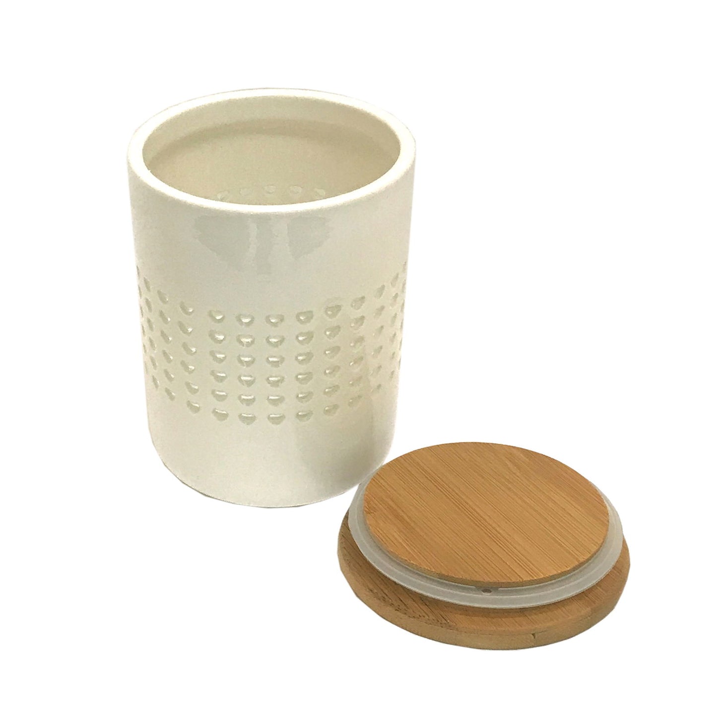 Heart Cut Out Storage Canister With Wood Lid