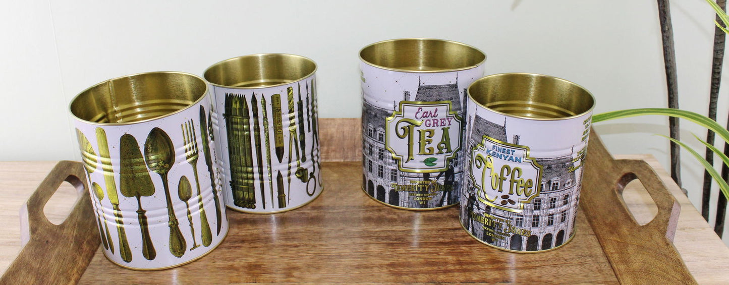 Set of 4 Vintage Style Storage Tins