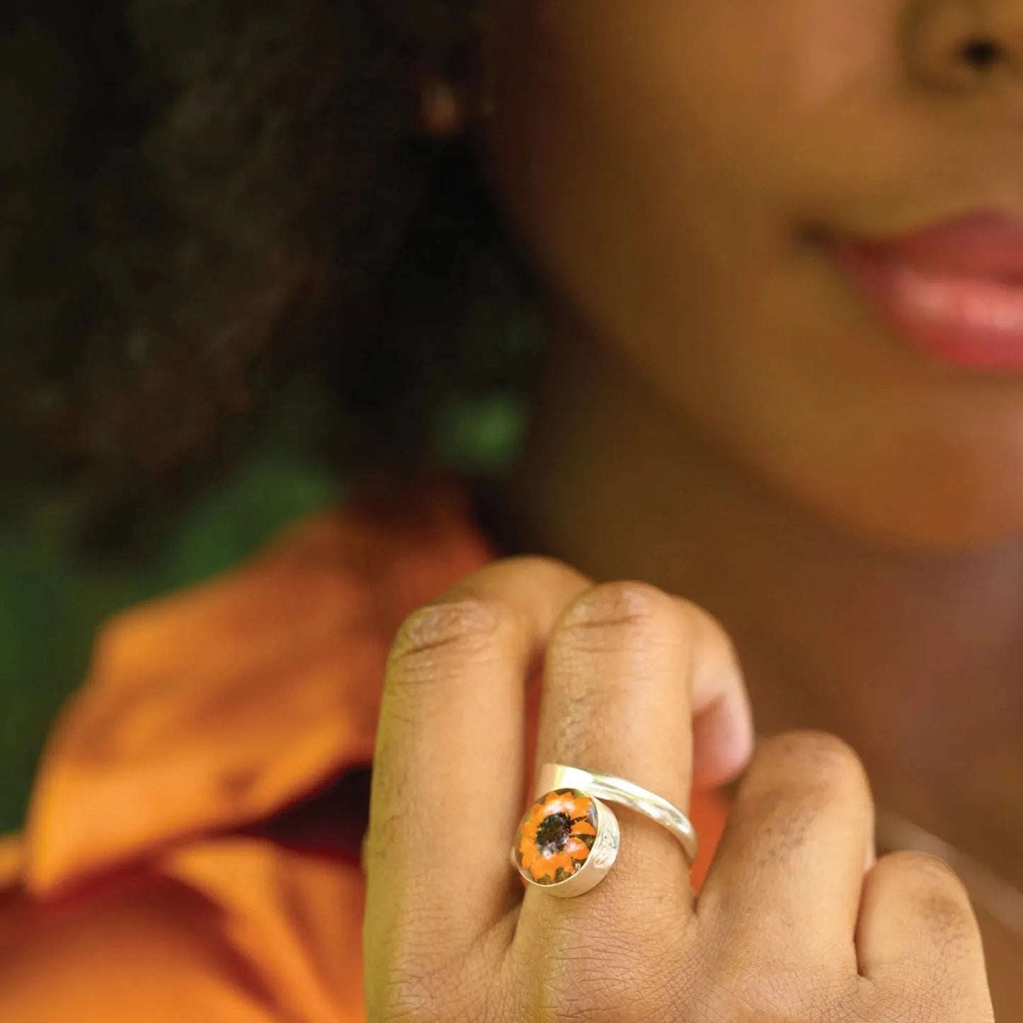 Sunflower Round Ring - Adjustable