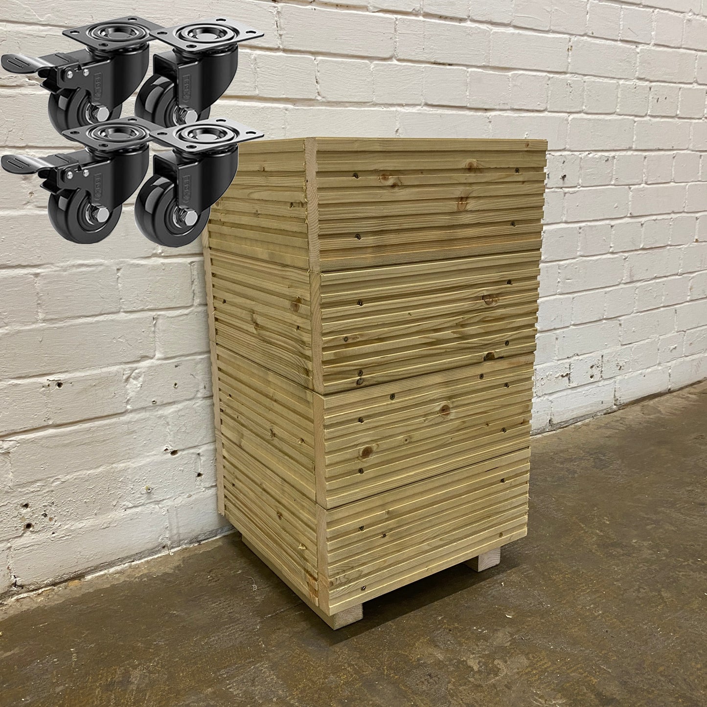 Small Tall Wooden Decking Planter – 35 × 35 × 63 cm