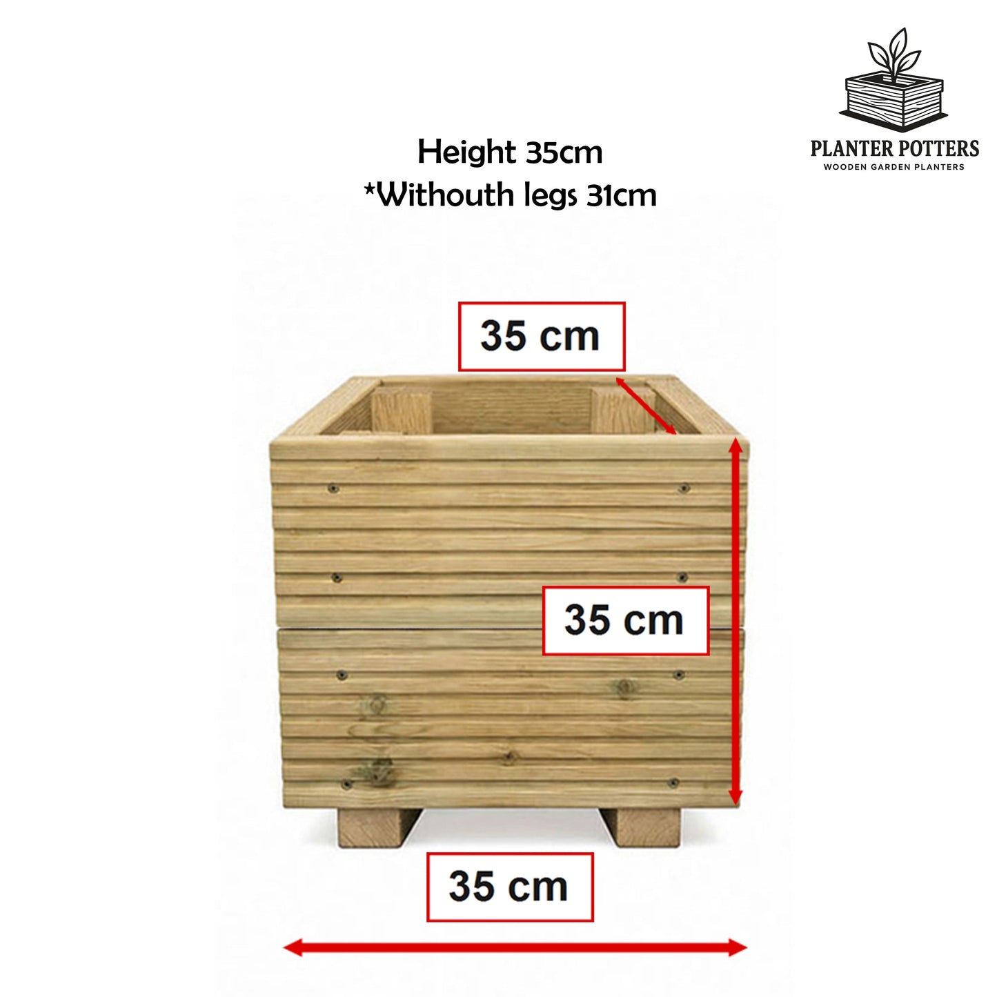 Small Wooden Decking Planter –  35 × 35 × 33 cm