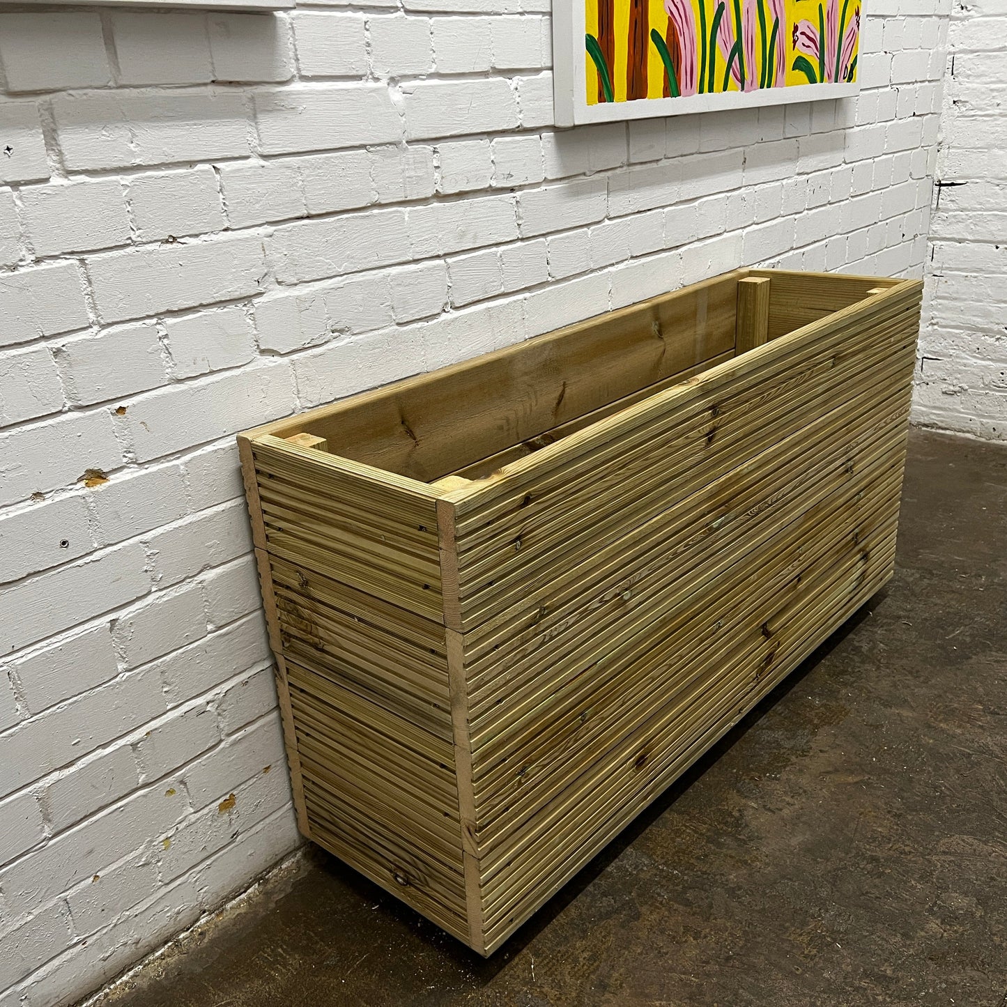 Tall 4 ft Long Wooden Decking Planter – 120 × 35 × 63 cm