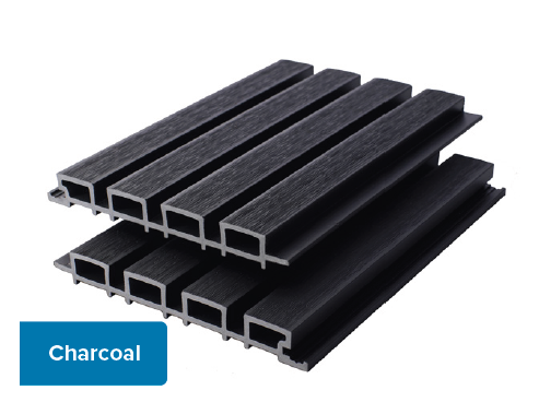 Triton Charcoal - Slatted Composite Cladding Panels - Board Width 219mm (200mm wide coverage) x 26mm