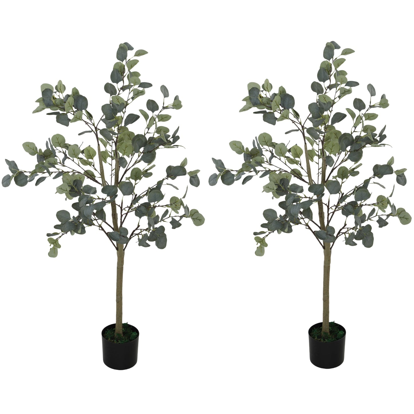 HOMCOM 2 Pack Artificial Plants, Faux Silk Eucalyptus Trees
