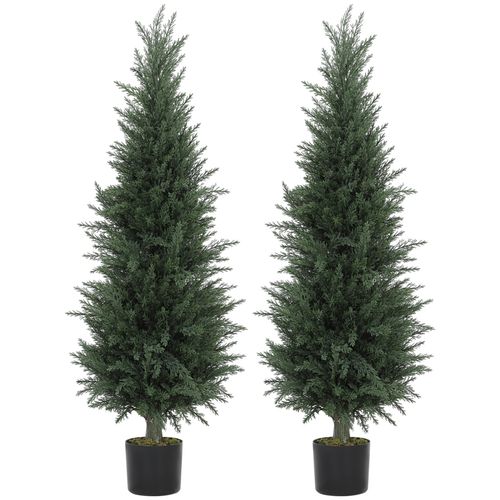HOMCOM Set of 2 Decorative Artificial Plant, Fake Plants for Home Decor