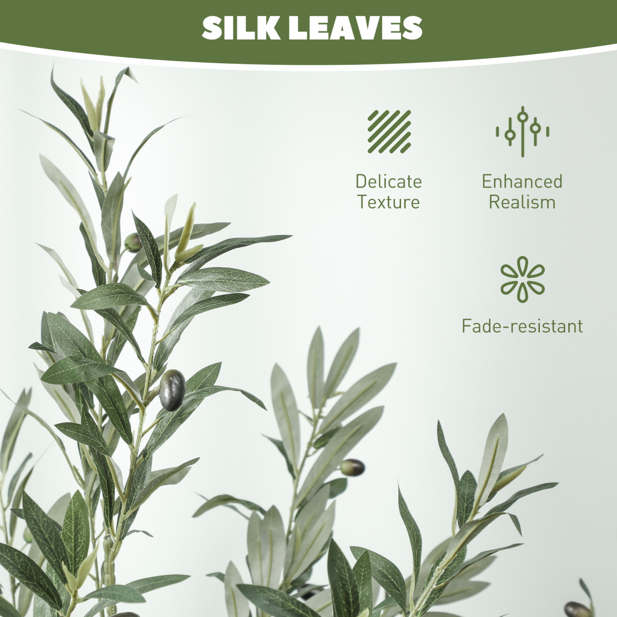 HOMCOM 2 Pack Indoor Artificial Plants, Faux Potted Silk Olive Trees, 120cm