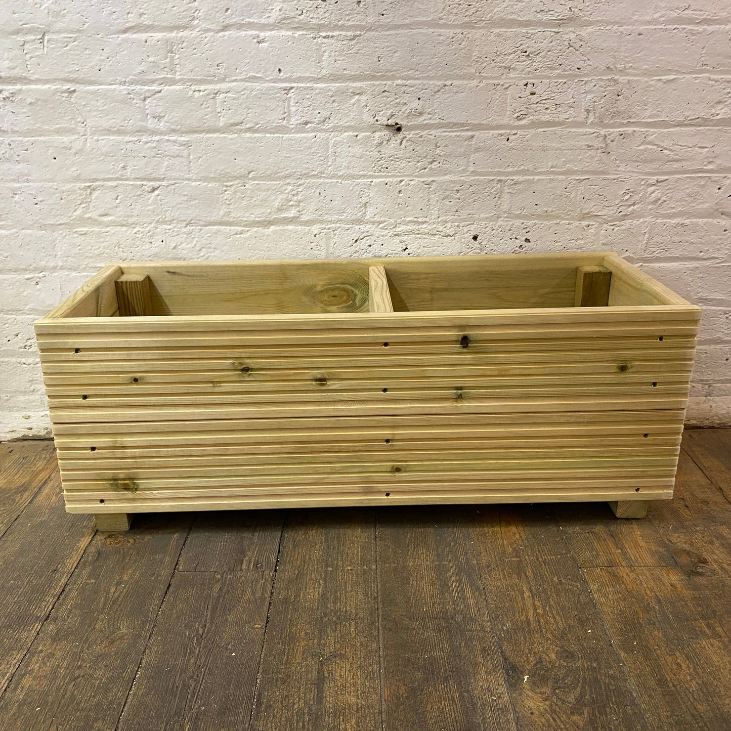 Large Decking Patio Planter With Central Divide – Pressure-Treated Outdoor Garden Planter 88 × 35 × 33 cm