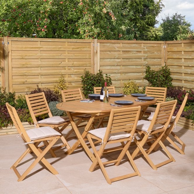 Ashdown Folding 8 Seat Oval Dining Set With Cushions