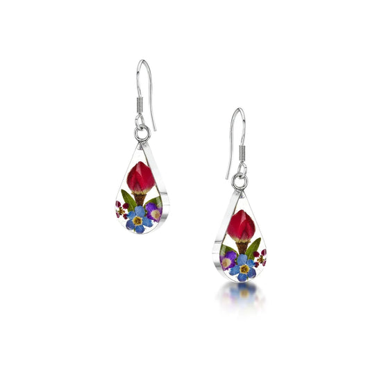 Mixed Flower Teardrop Dangle Drop Earrings