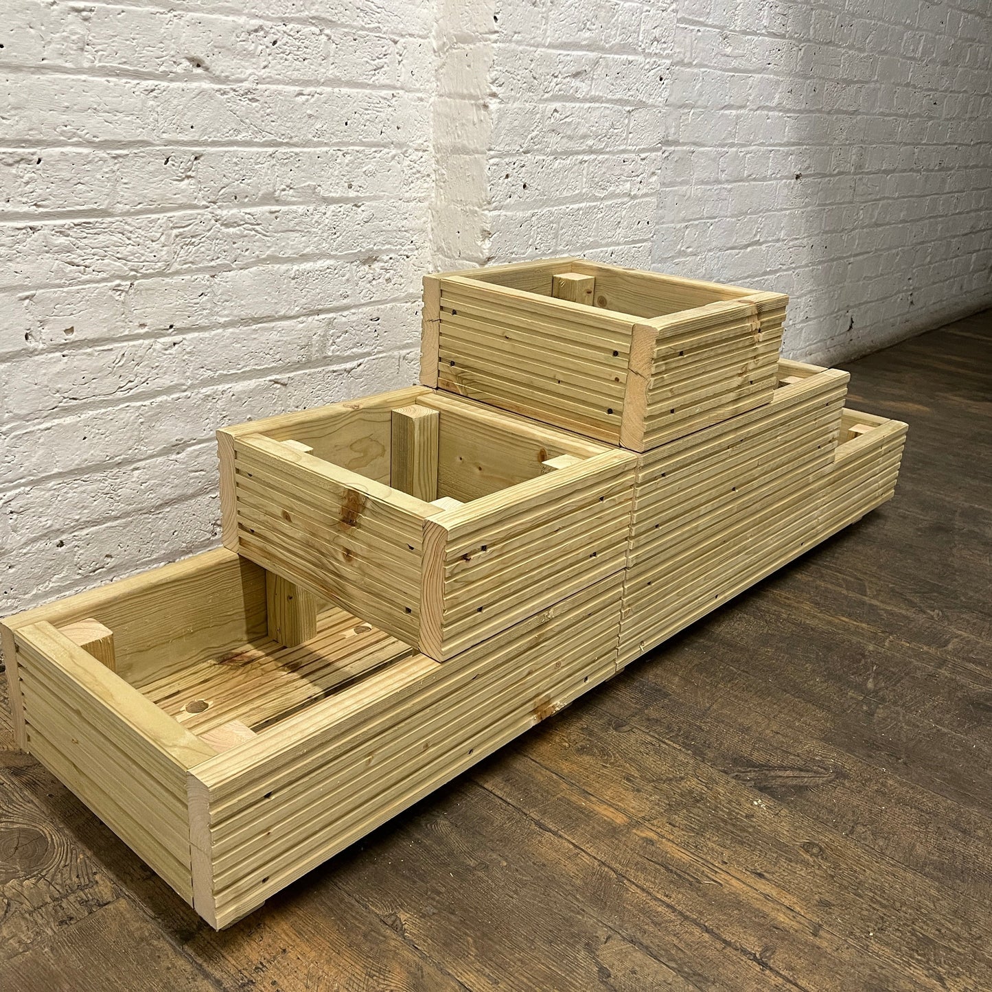 Large 3-Tiered Straight Wooden Decking Planter