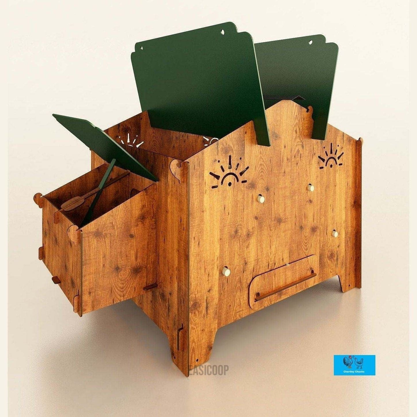 Easicoop Chalet 4XL - HPL Chicken house up to 20 large Birds (wood finish)