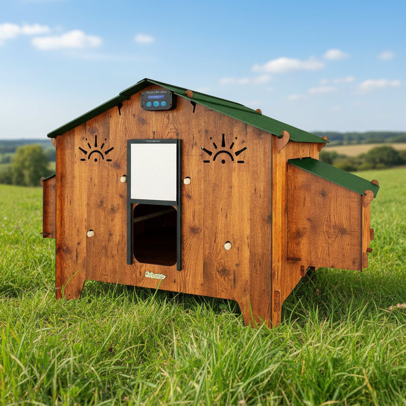 Easicoop Chalet 4XL - HPL Chicken house up to 20 large Birds (wood finish)