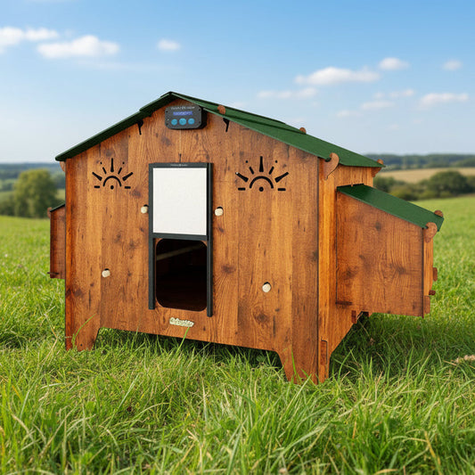 Easicoop Chalet 4XL - HPL Chicken house up to 20 large Birds (wood finish)