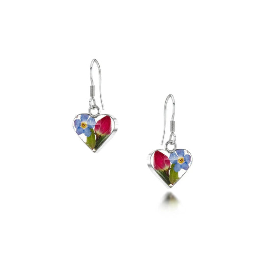 Mixed Flower Heart Drop Earrings