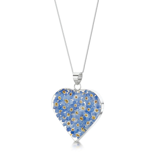Forget-Me-Not Heart Large Pendant Necklace