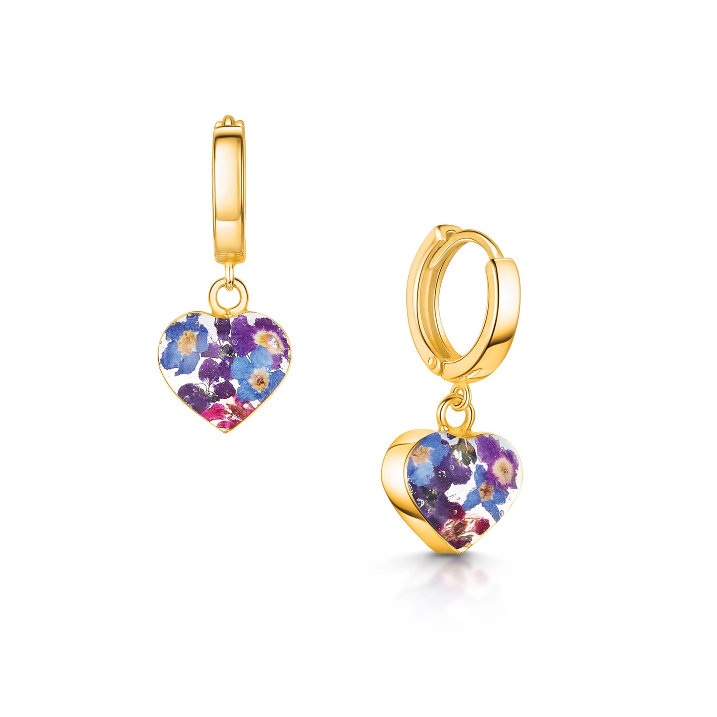 Purple Flower Huggie Earrings