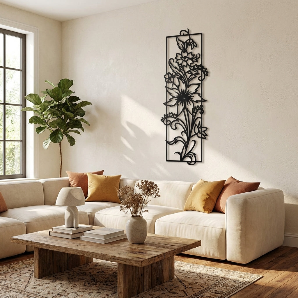Flower of Elegance Metal Wall Art – Minimalist Floral Decor