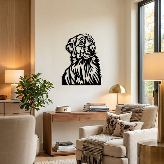 Golden Loyal Friend Dog Metal Wall Art