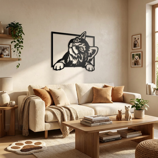 Playful Cat Metal Wall Art – Whimsical & Joyful Decor