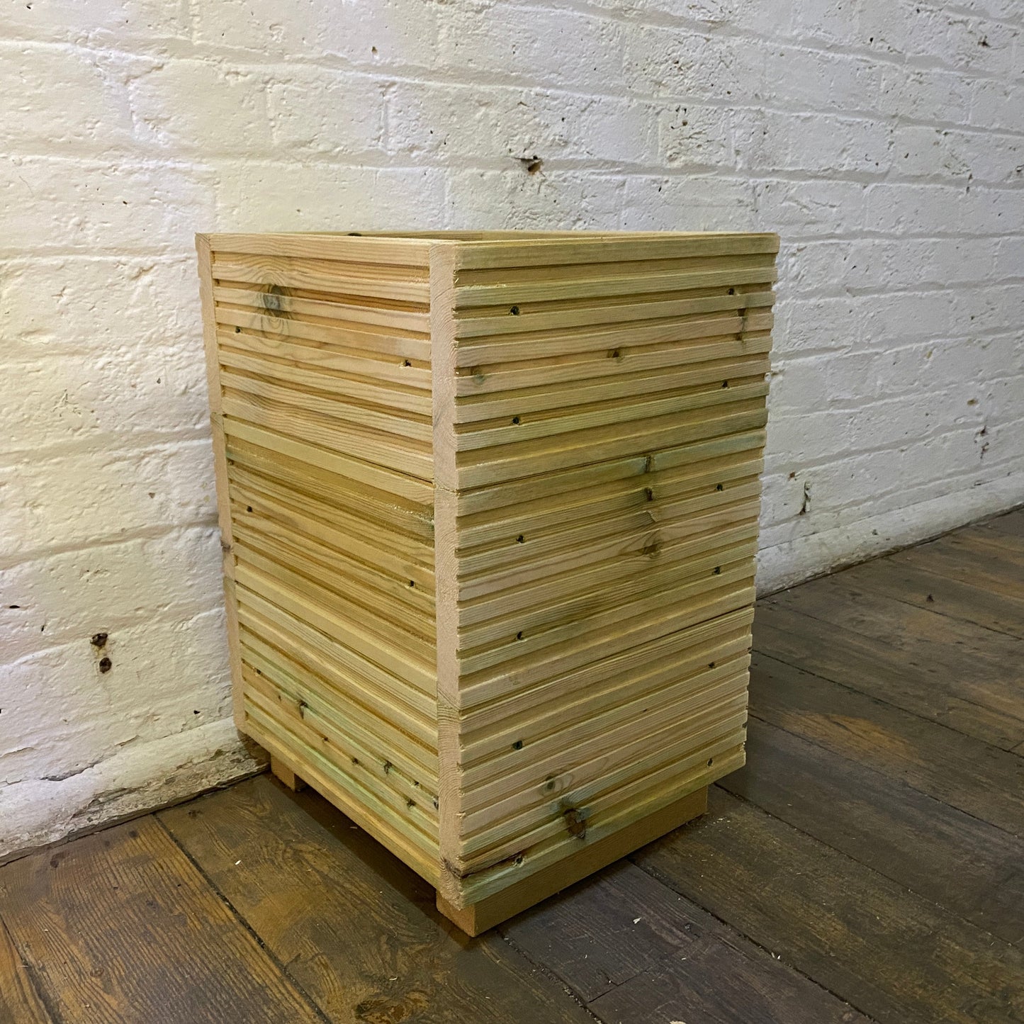 Small Square Wooden Decking Planter – Pressure-Treated Outdoor Herb & Patio Planter 35 × 35 × 47 cm