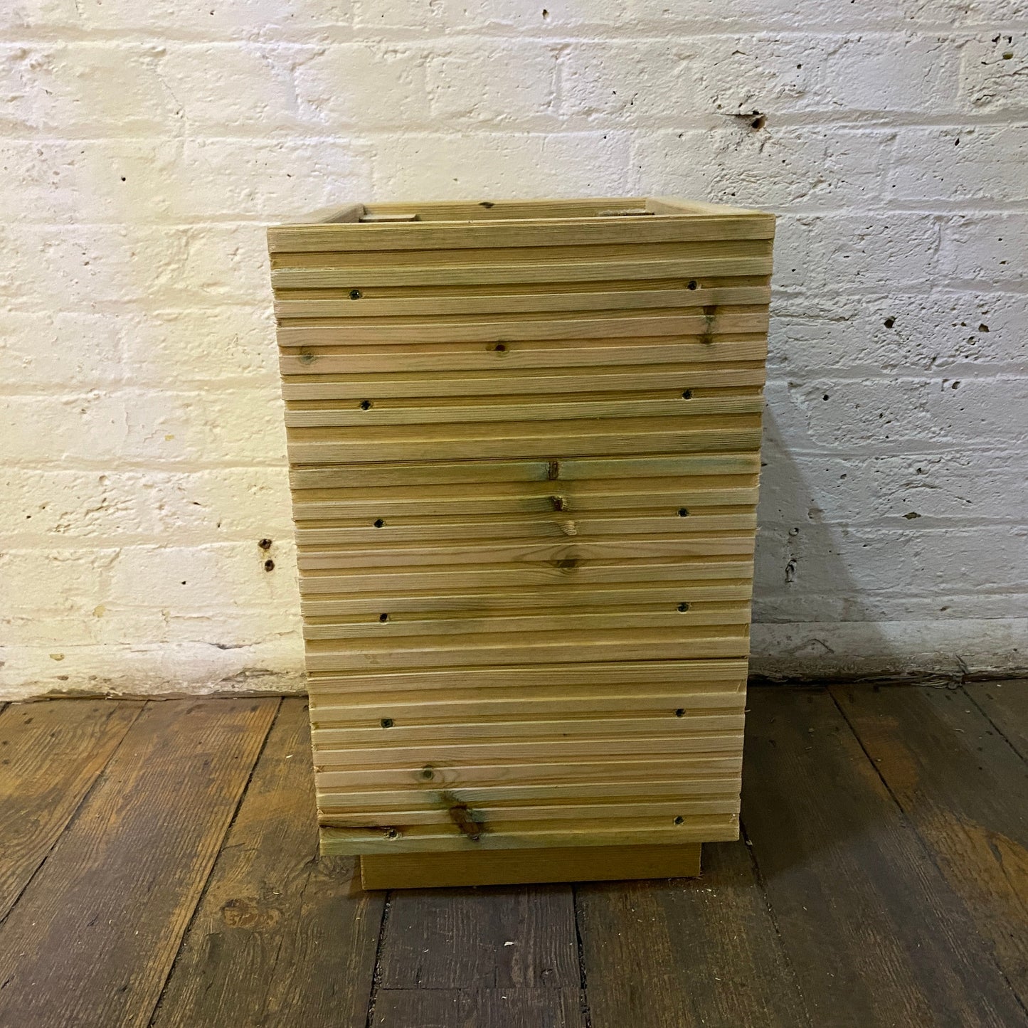 Small Square Wooden Decking Planter – Pressure-Treated Outdoor Herb & Patio Planter 35 × 35 × 47 cm